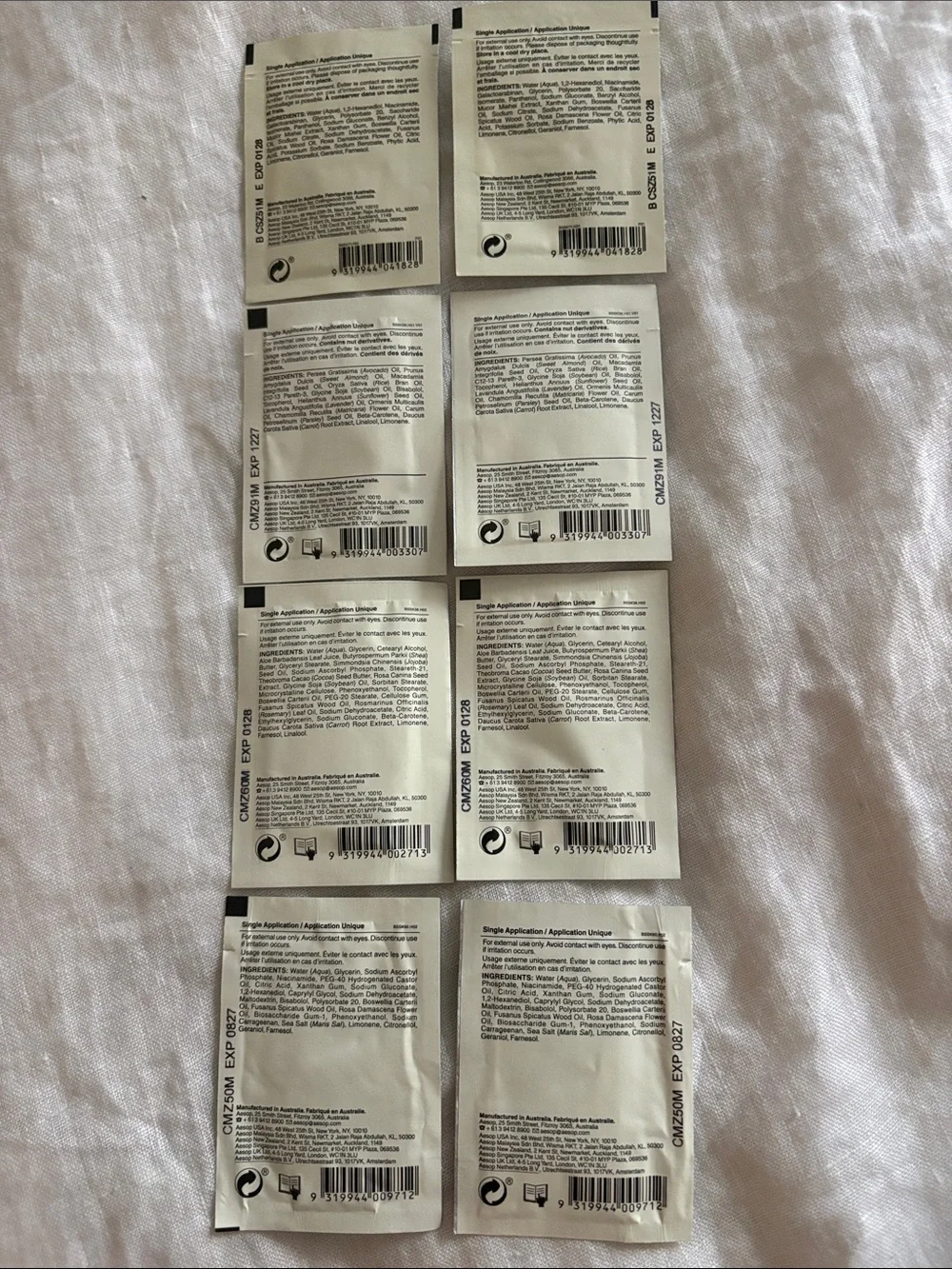 AESOP 8 new sample packets